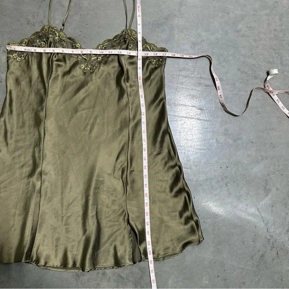 Vintage 2000s Olive Green Victorias Secret Satin Slip Dress - Picture 5 of 5